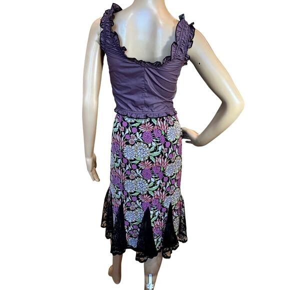 VTG Spenser Jeremy 100% Silk Skirt SZ 6 Floral Lace Fairy Whimsigoth Romantic - Picture 4 of 14